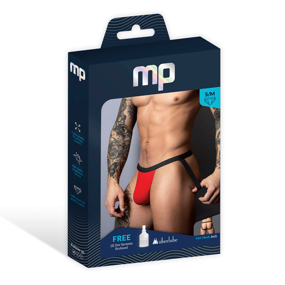 Male Power Hot Mesh Jock Underwear – Black/Red – S/M