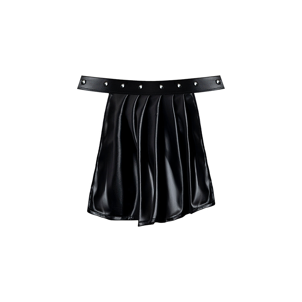 Male Power Fetish Spartacus Black Faux Leather Skirt Jock – L/XL