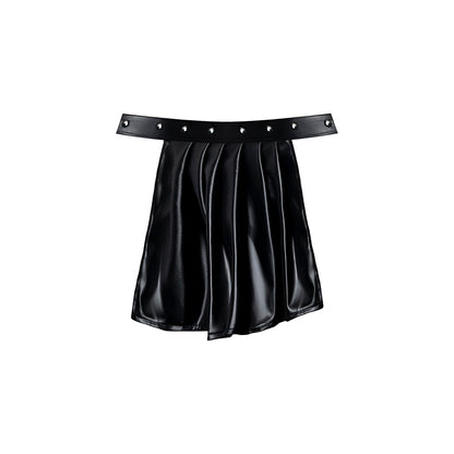 Male Power Fetish Spartacus Black Faux Leather Skirt Jock – L/XL
