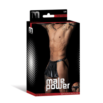 Male Power Fetish Spartacus Black Faux Leather Skirt Jock – L/XL