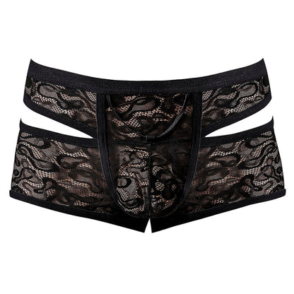 Male Power Lucifer Cutout Short Men’s Lace Underwear – Black