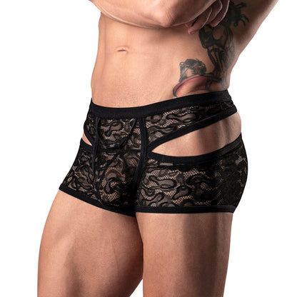 Male Power Lucifer Cutout Short L - Black Lace Underwear