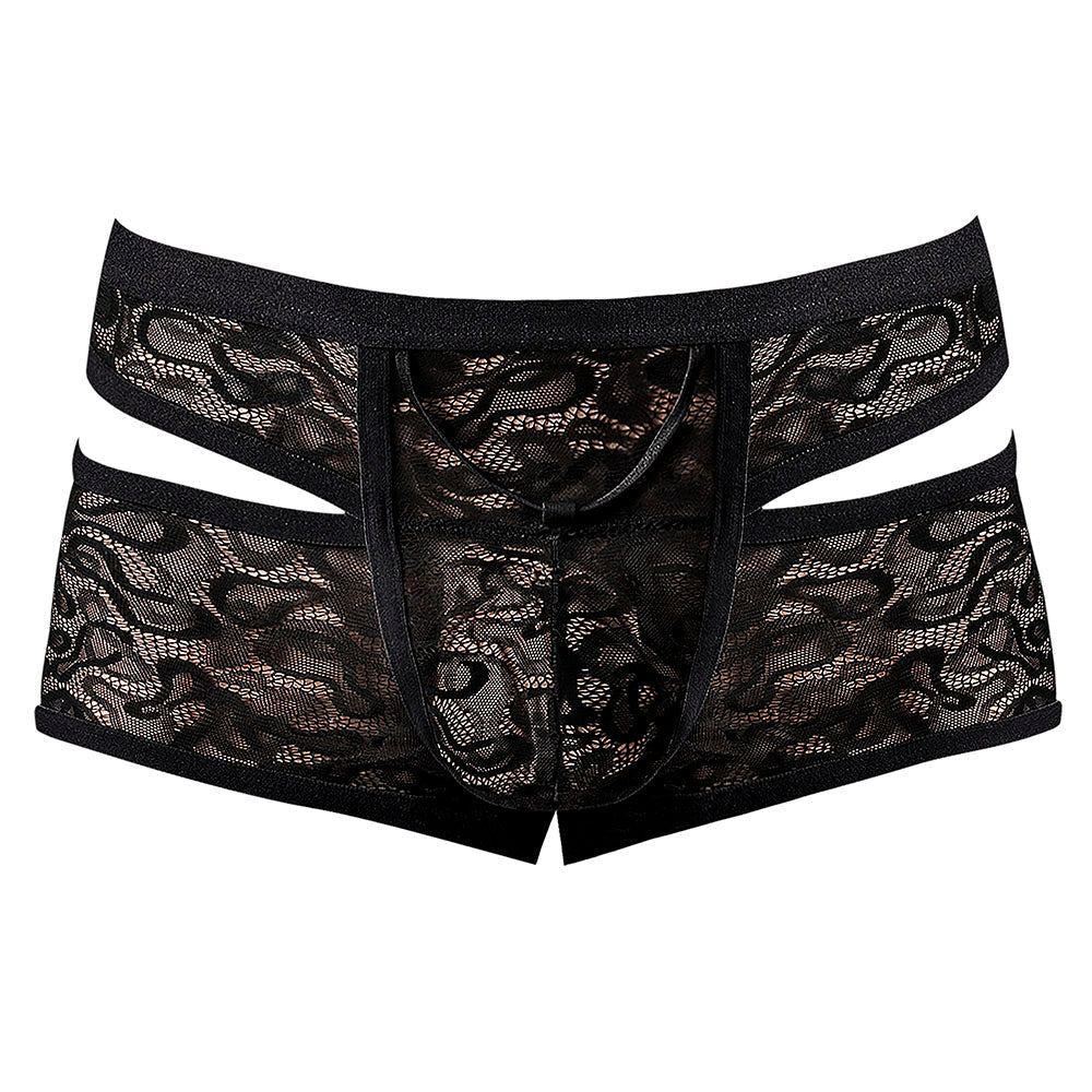 Male Power Lucifer Cutout Short Lace Underwear – Black – XL