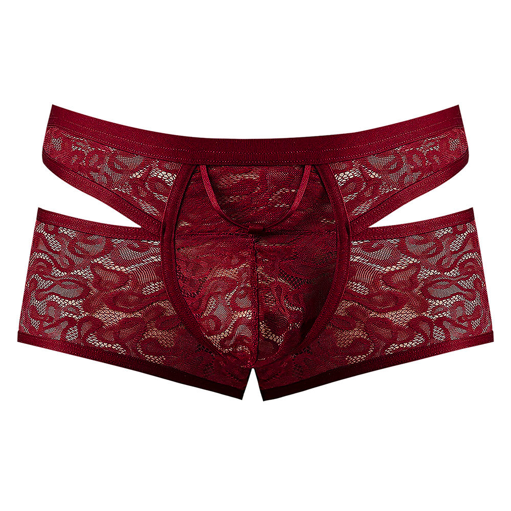 Male Power Lucifer Cutout Short - Lace Men's Underwear - Burgundy