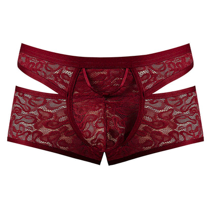 Male Power Lucifer Cutout Short - Lace Men's Underwear - Burgundy