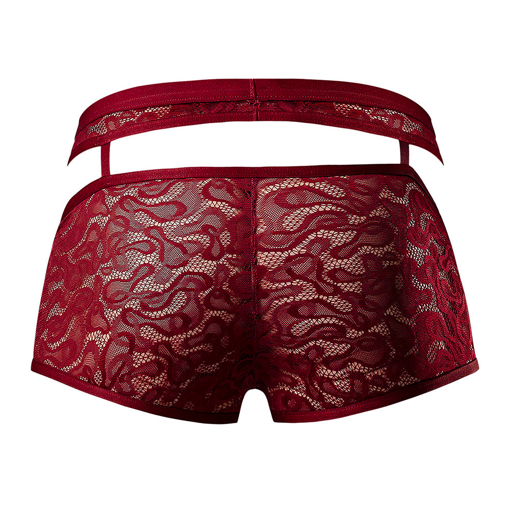 Male Power Lucifer Cutout Short - Lace Men's Underwear - Burgundy