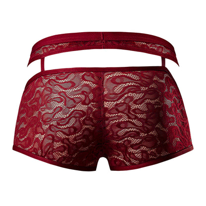 Male Power Lucifer Cutout Short - Lace Men's Underwear - Burgundy