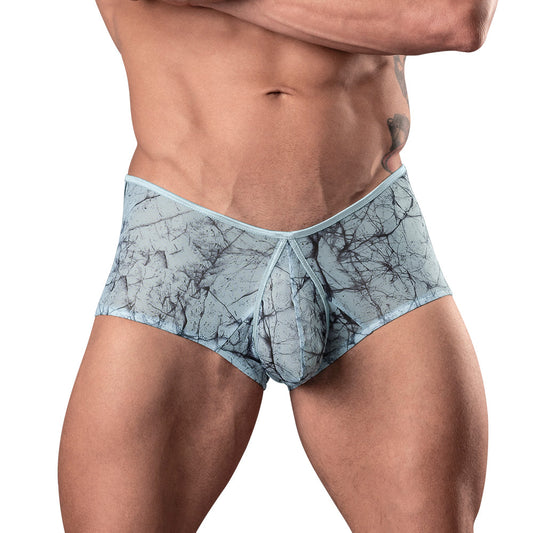 Male Power Marble Mesh Micro Mini Short – Silver/Blue