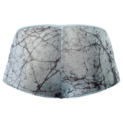 Male Power Marble Mesh Micro Mini Short – Silver Blue, Enhanced Pouch