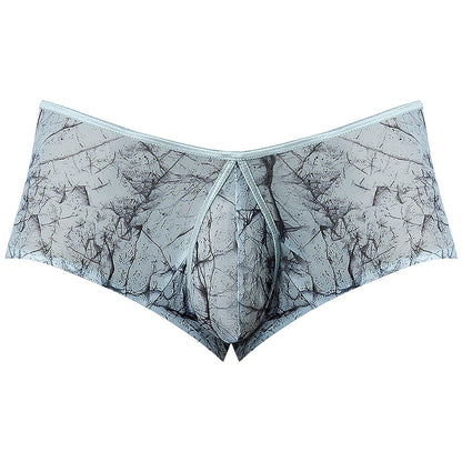 Male Power Marble Mesh Micro Mini Short - Enhanced Pouch, Low Rise, Silver/Blue, XL