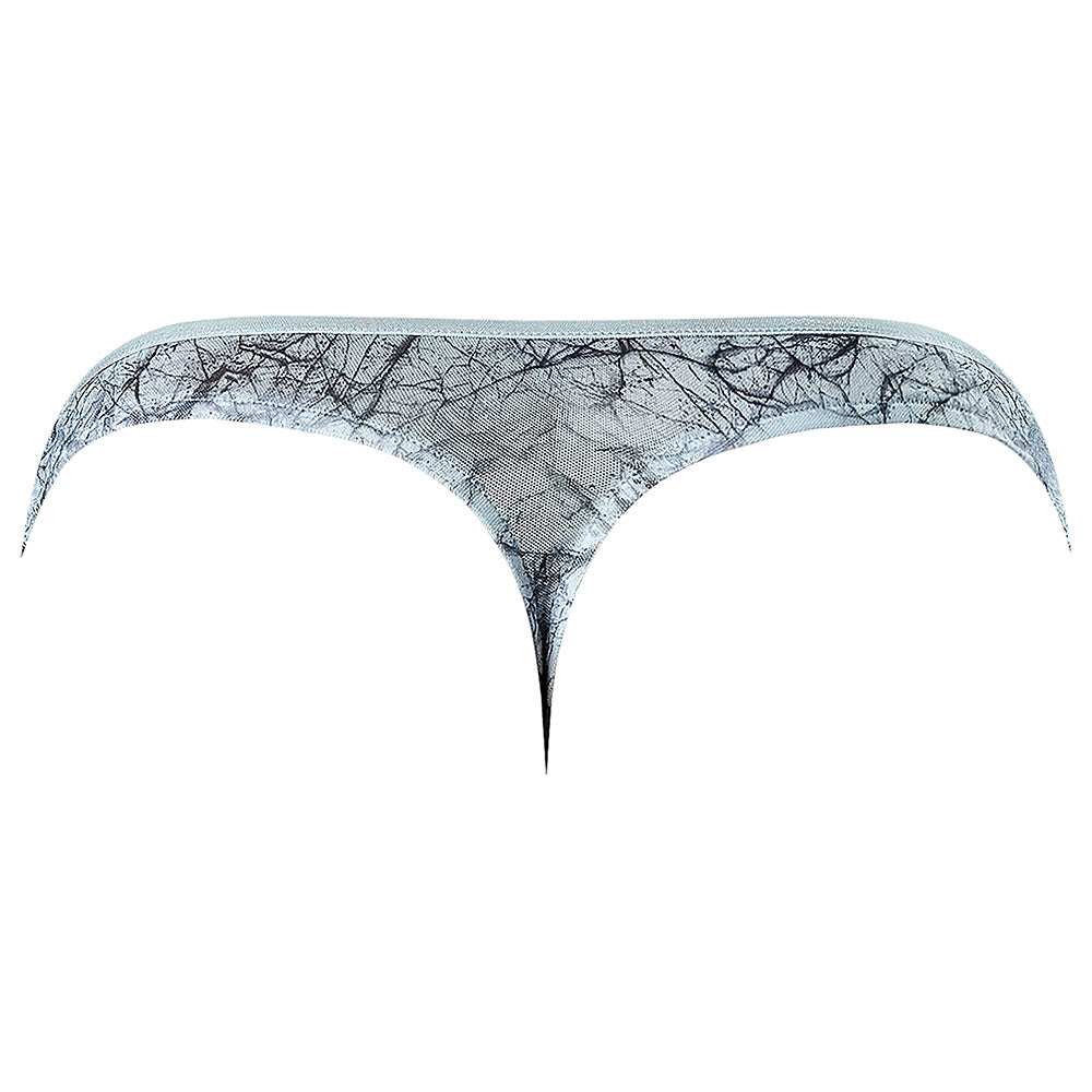 Male Power Marble Mesh Mini Thong – Silver Blue – S/M