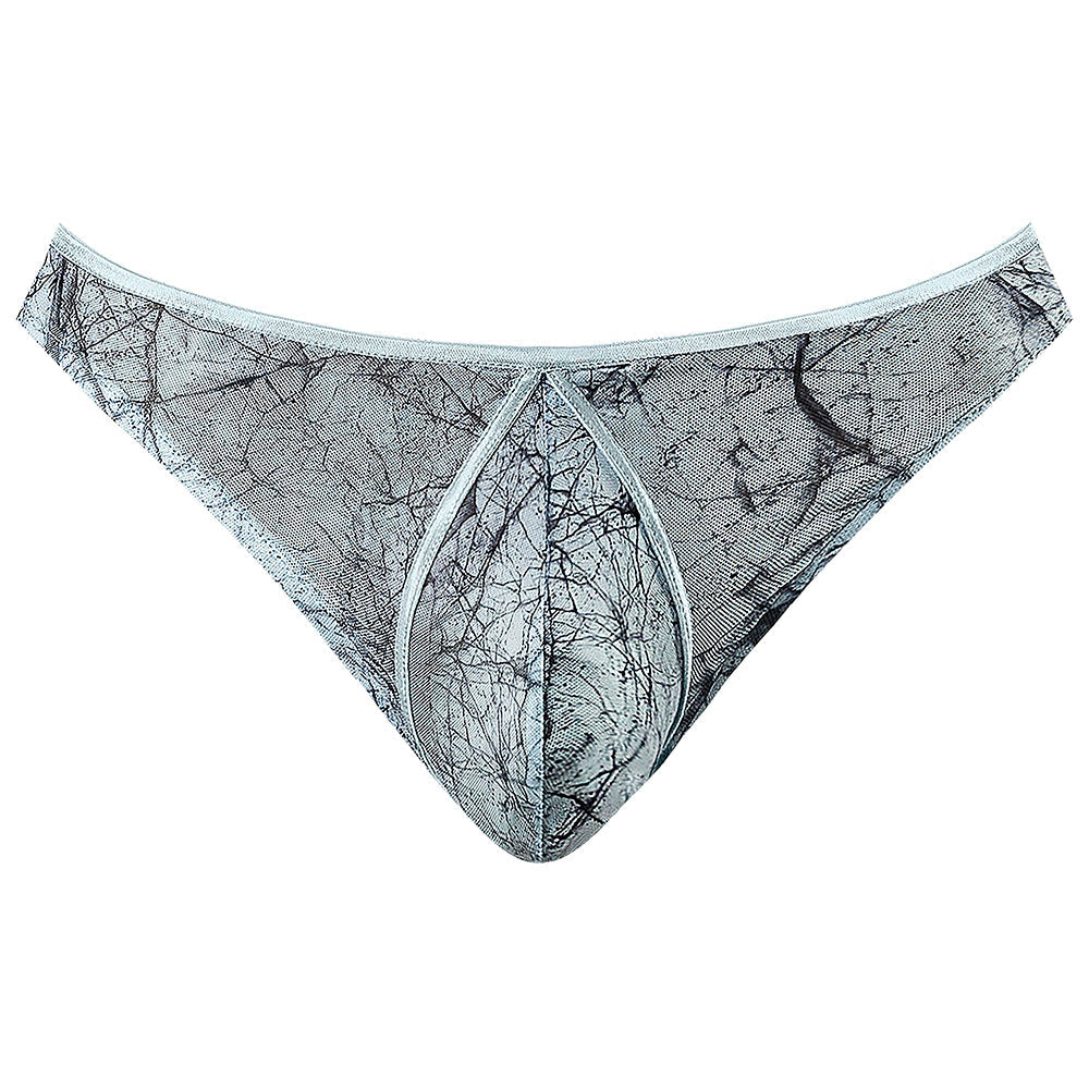 Male Power Marble Mesh Mini Thong – Silvery Blue/Black – L/XL