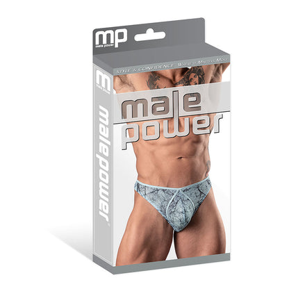 Male Power Marble Mesh Mini Thong – Silvery Blue/Black – L/XL