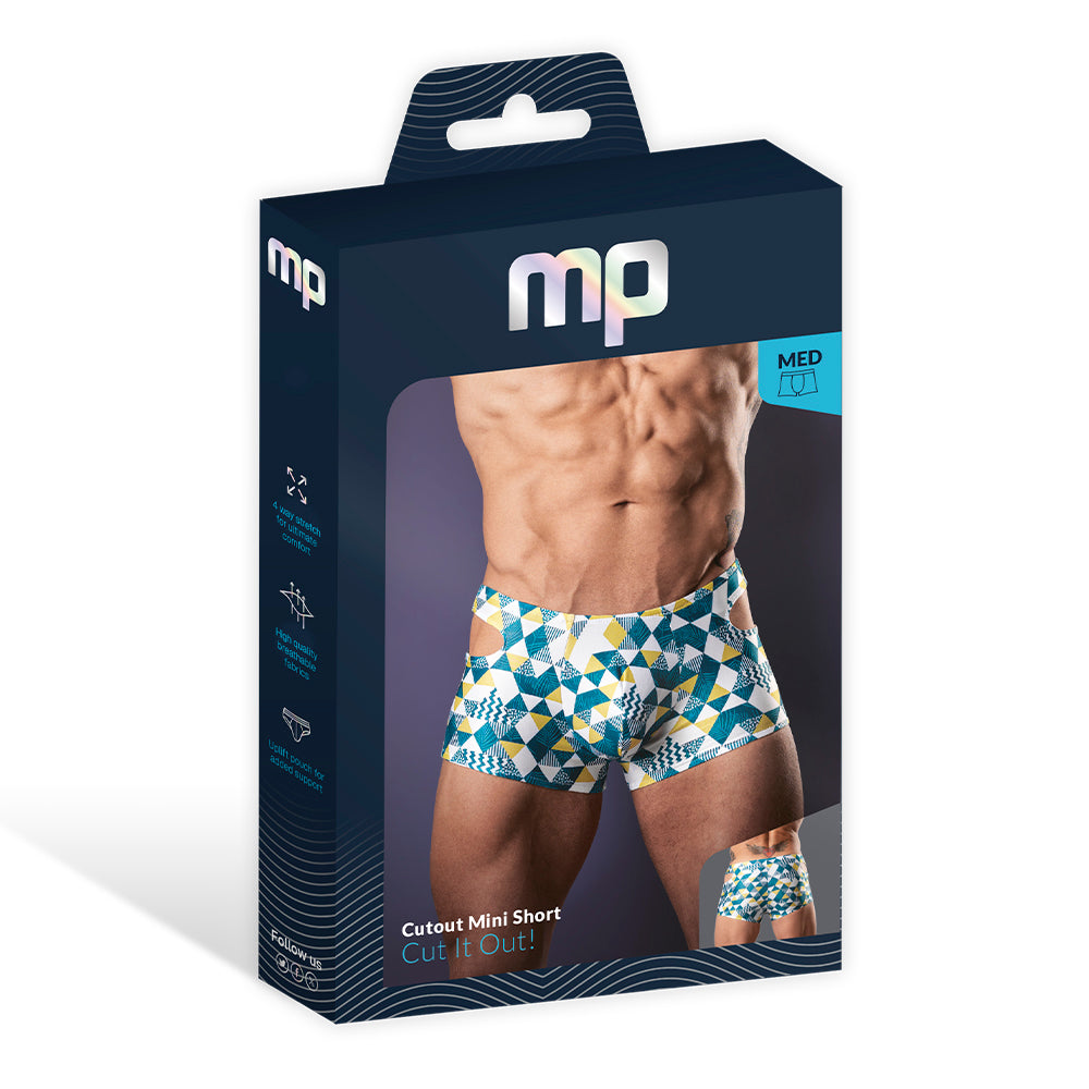 Male Power Cut It Out! Mini Short – Blue/White – XL
