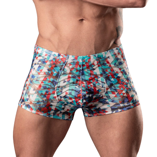 Male Power Your Lace or Mine Pouch Short – Geometric Multi-Color Size S