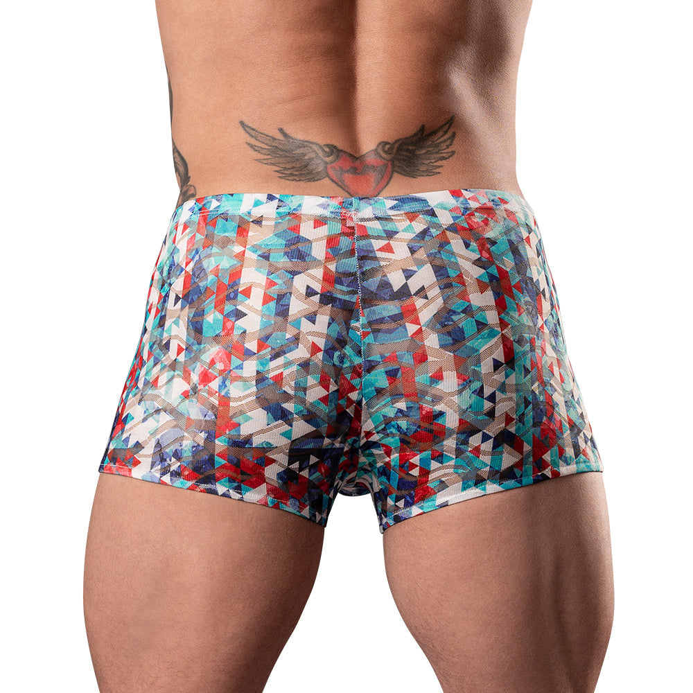 Male Power Your Lace or Mine Pouch Short – Geometric XL – Multi-Color