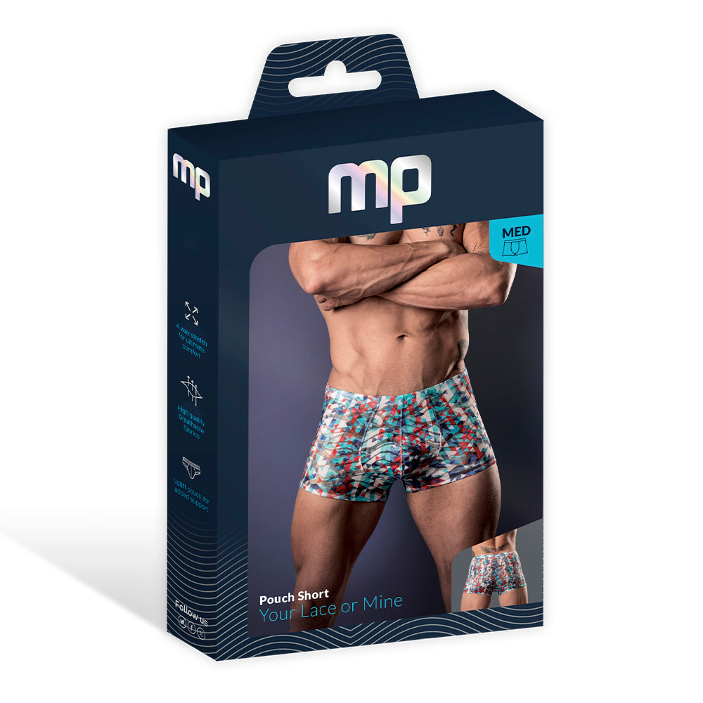 Male Power Your Lace or Mine Pouch Short – Geometric XL – Multi-Color