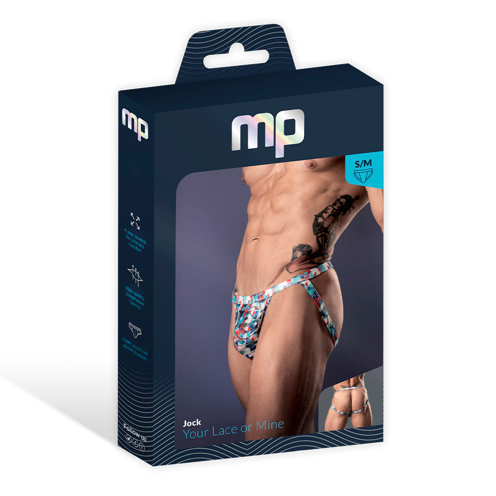 Male Power Your Lace Or Mine Jockstrap – Geometric Multi-Color S/M