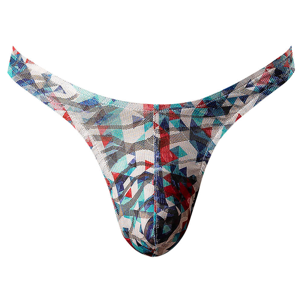 Male Power Your Lace Or Mine Bong Thong – Geometric Lace – Multi-Color – S/M