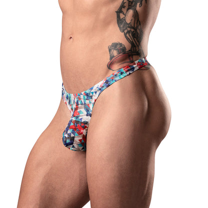Male Power Your Lace Or Mine Bong Thong – Geometric Mesh Thong – Multi-Color – L/XL