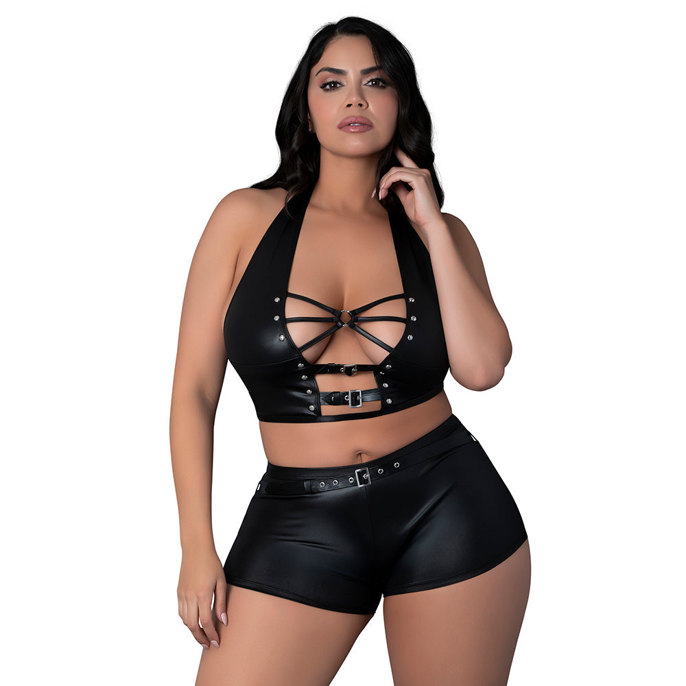 Lust Fetish Thalia Black Queen Size Lingerie Set with Cutouts