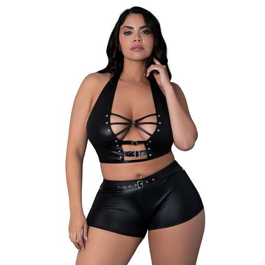 Lust Fetish Thalia Black Queen Size Lingerie Set with Cutouts