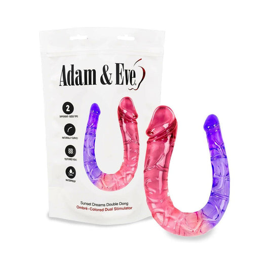 Adam & Eve Sunset Dreams Double Ended Dong with Two Phallic Heads - Multi-Color