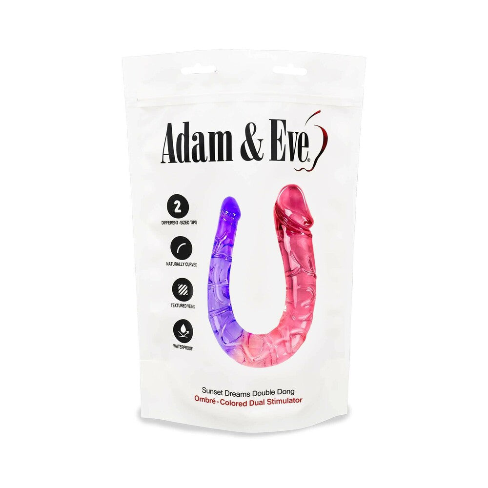 Adam & Eve Sunset Dreams Double Ended Dong with Two Phallic Heads - Multi-Color