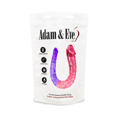 Adam & Eve Sunset Dreams Double Ended Dong with Two Phallic Heads - Multi-Color