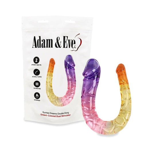 Adam & Eve Sunrise Dreams Double Dong – Multi-Color Double Ended Dong with Realistic Heads