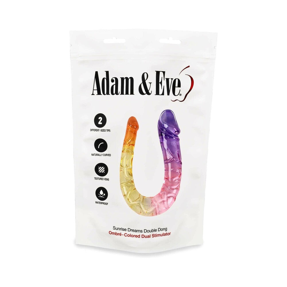 Adam & Eve Sunrise Dreams Double Dong – Multi-Color Double Ended Dong with Realistic Heads