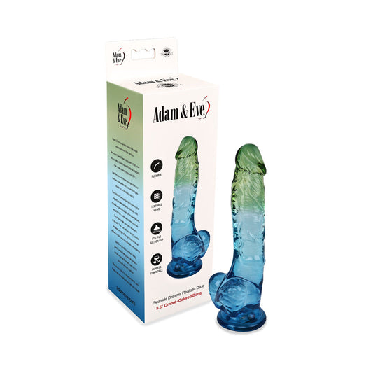 Adam & Eve Seaside Dreams Realistic Dildo 8.5 in. - Multi-Color, Waterproof