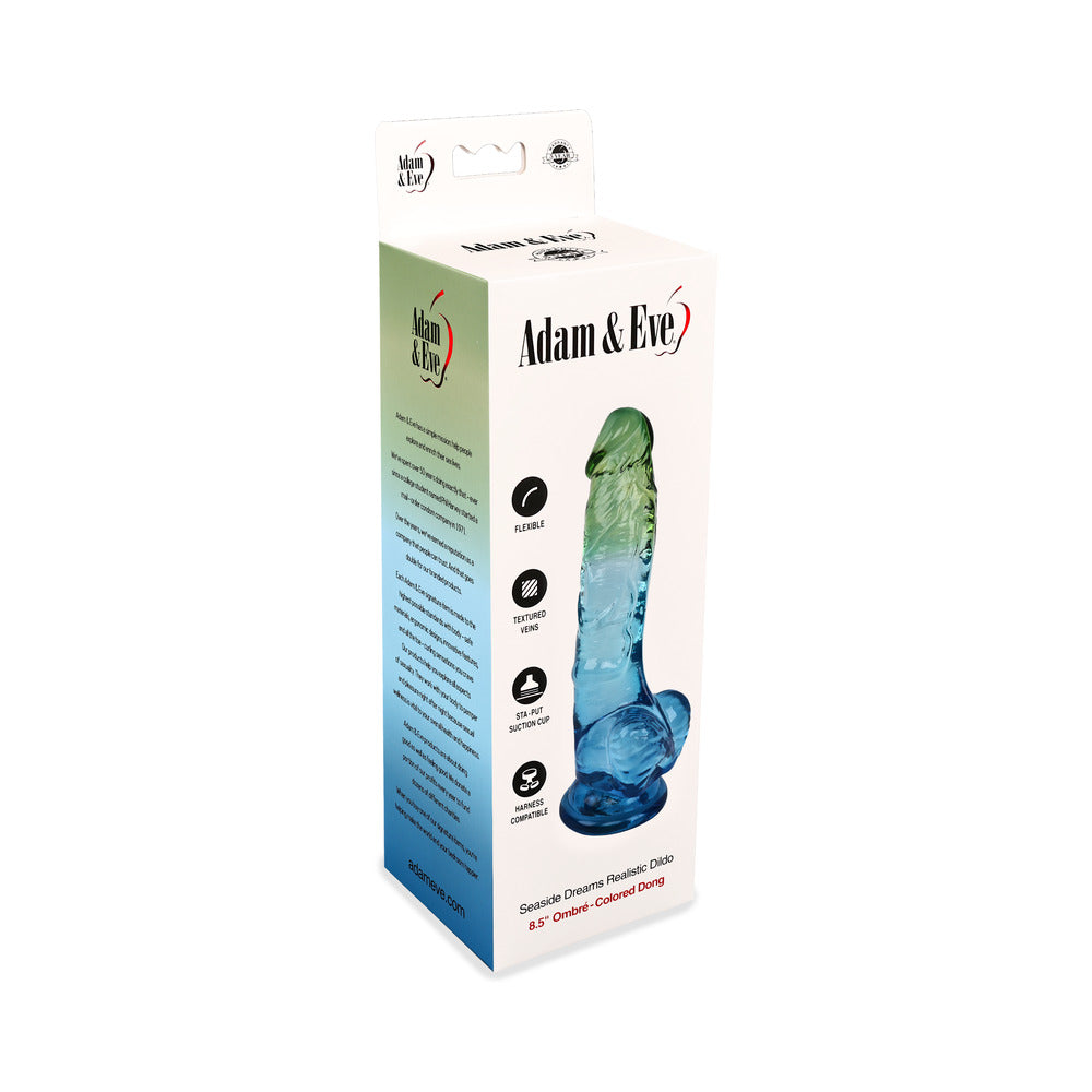 Adam & Eve Seaside Dreams Realistic Dildo 8.5 in. - Multi-Color, Waterproof