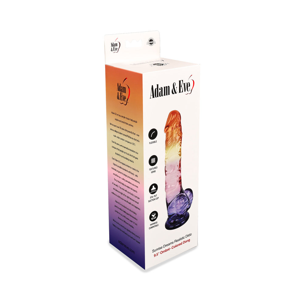 Adam & Eve Sunrise Dreams Realistic Dildo - 9.5 in, Multi-Color