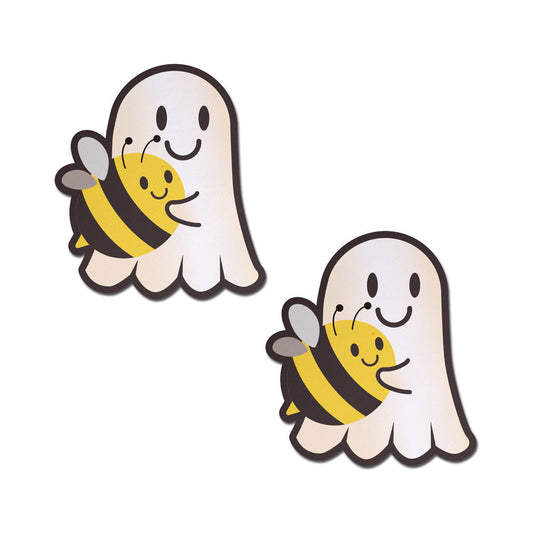 Pastease Boo-Bee Pasties – Kawaii Ghost with Bee Friend Nipple Covers – Yellow