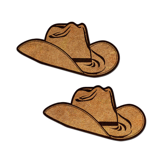 Pastease Wild West Brown Suede Cowboy Hat Nipple Pasties – Waterproof and Reusable Nipple Covers