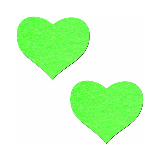 Pastease Love: Glow-in-the-Dark Hearts Nipple Covers – Green