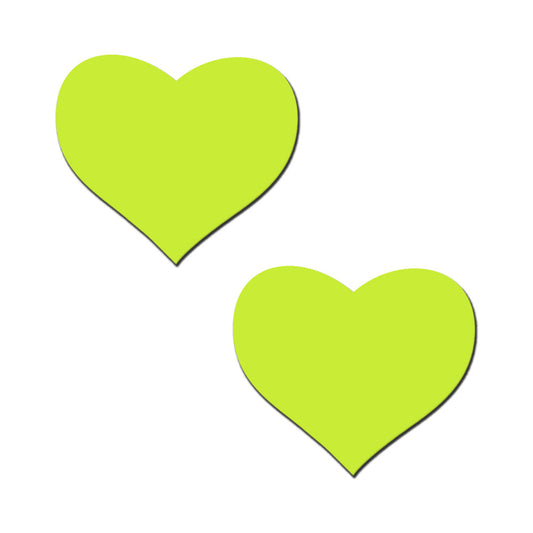 Pastease Love Glow-in-the-Dark Neon Yellow Heart Nipple Covers