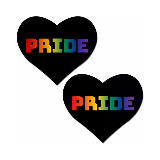 Pastease Love Rainbow ''PRIDE'' Nipple Pasties - Black Heart