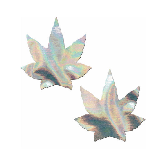 Pastease Indica Pot Leaf Silver Holographic Nipple Pasties