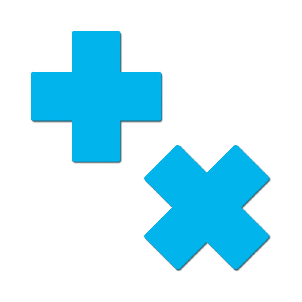 Pastease Plus X Glow-in-the-Dark Neon Cross Pasties Nipple Covers – Turquoise