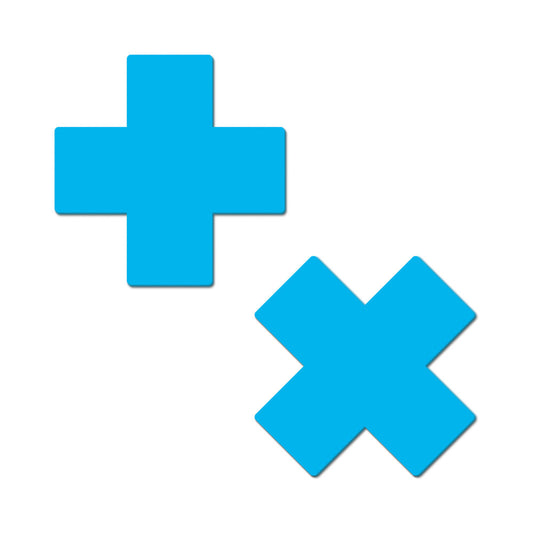Pastease Plus X Glow-in-the-Dark Neon Cross Pasties Nipple Covers – Turquoise