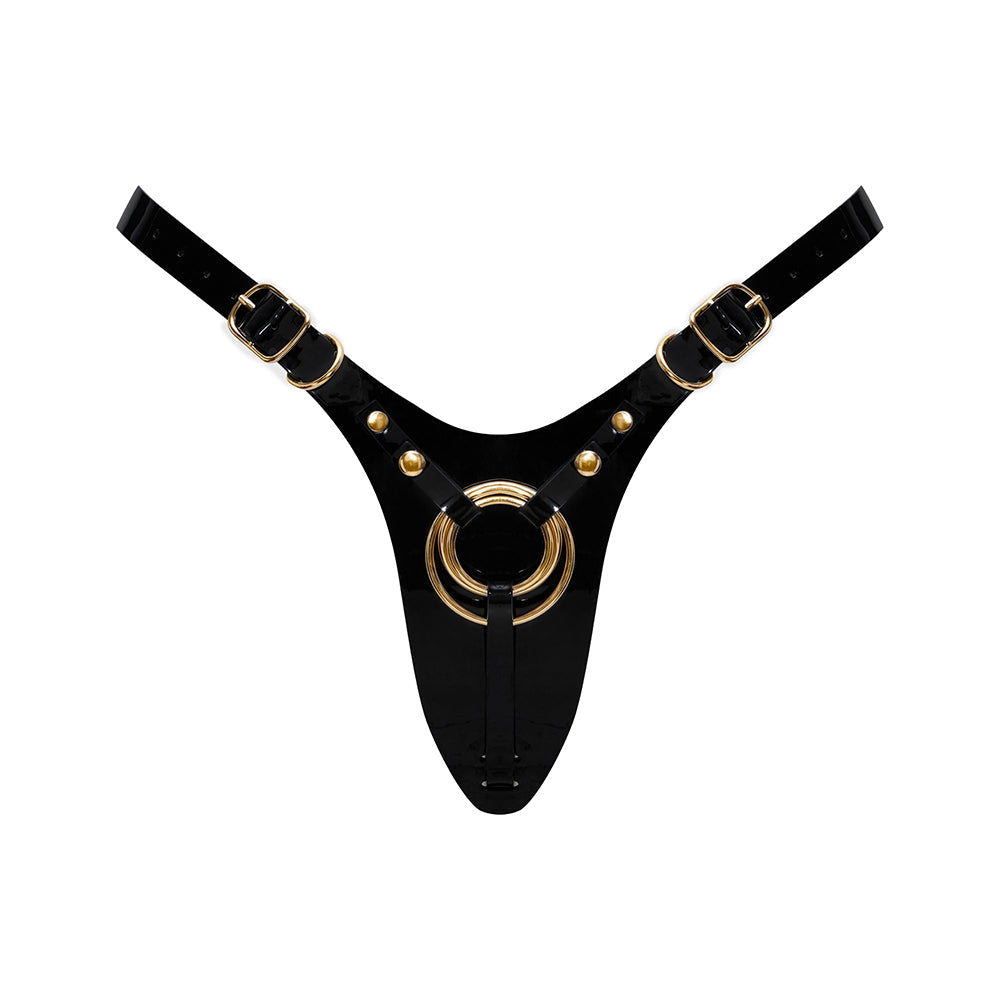 Strap-On-Me Fabulous Leatherette Harness - Black Glossy - Adjustable Size