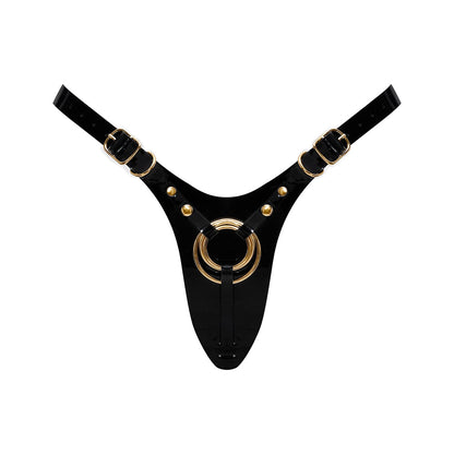 Strap-On-Me Fabulous Leatherette Harness - Black Glossy - Adjustable Size