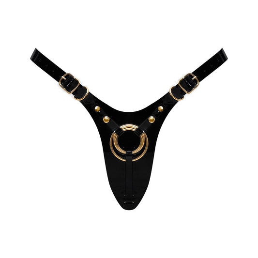 Strap-On-Me Fabulous Leatherette Harness - Black Glossy - Adjustable Size