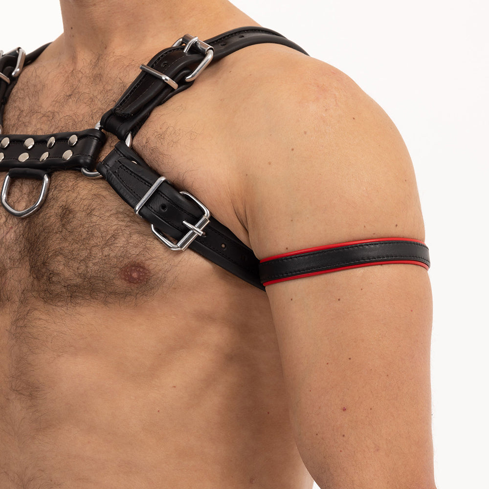 Prowler RED Bicep Band - Black/Red Leather