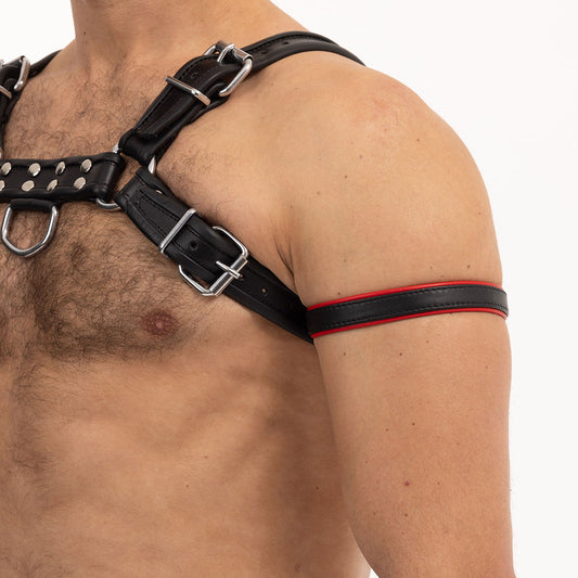 Prowler RED Bicep Band - Black/Red Leather