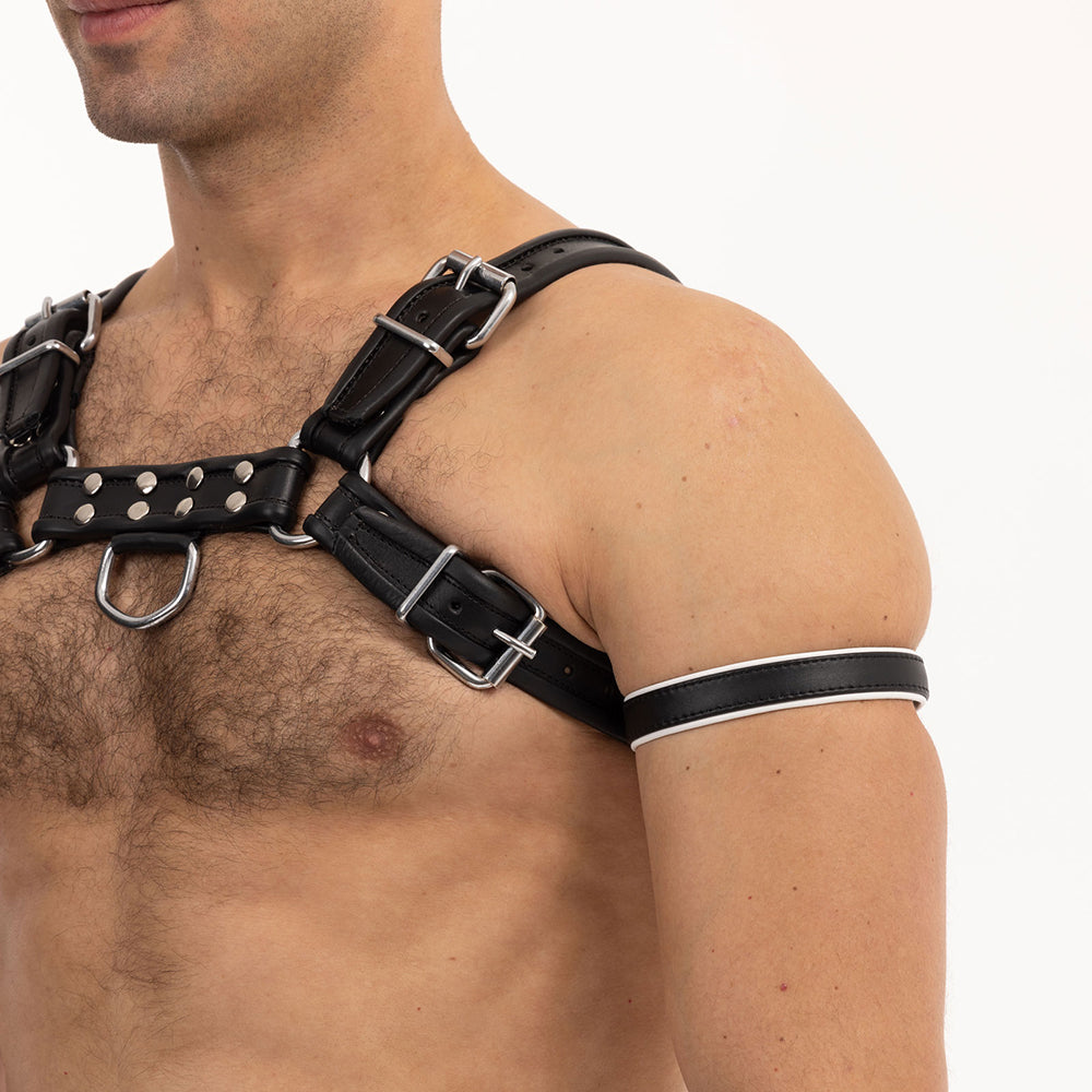 Prowler RED Bicep Band – White Leather O/S