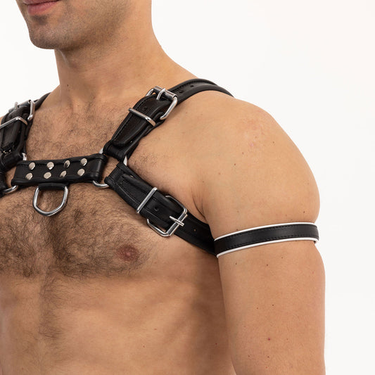 Prowler RED Bicep Band – White Leather O/S