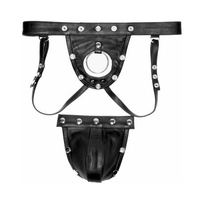 Prowler RED Leather Harness Jock Strap - Black - Size L